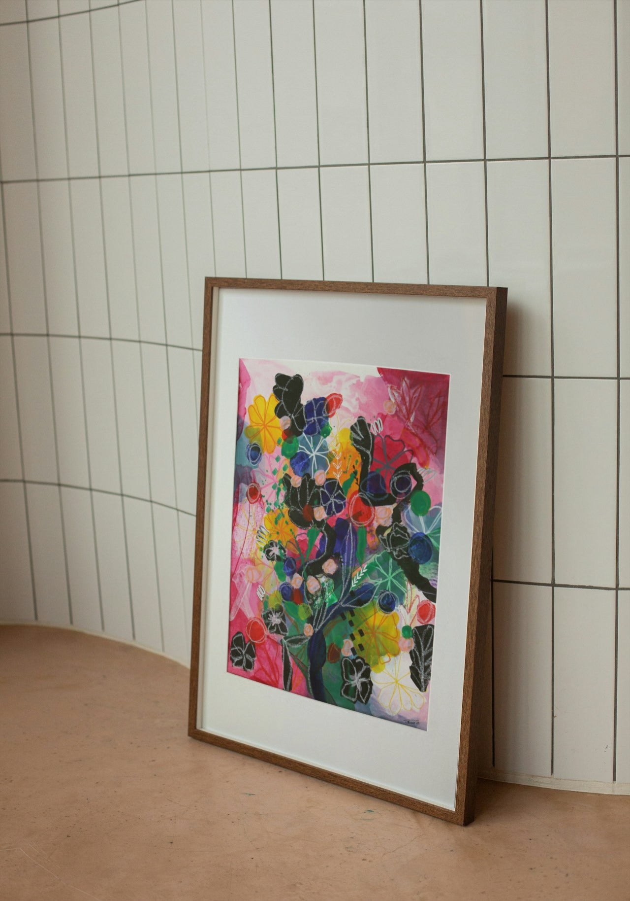 Original Abstract Painting Flowers, 50 x 70 - Tania Bisaz