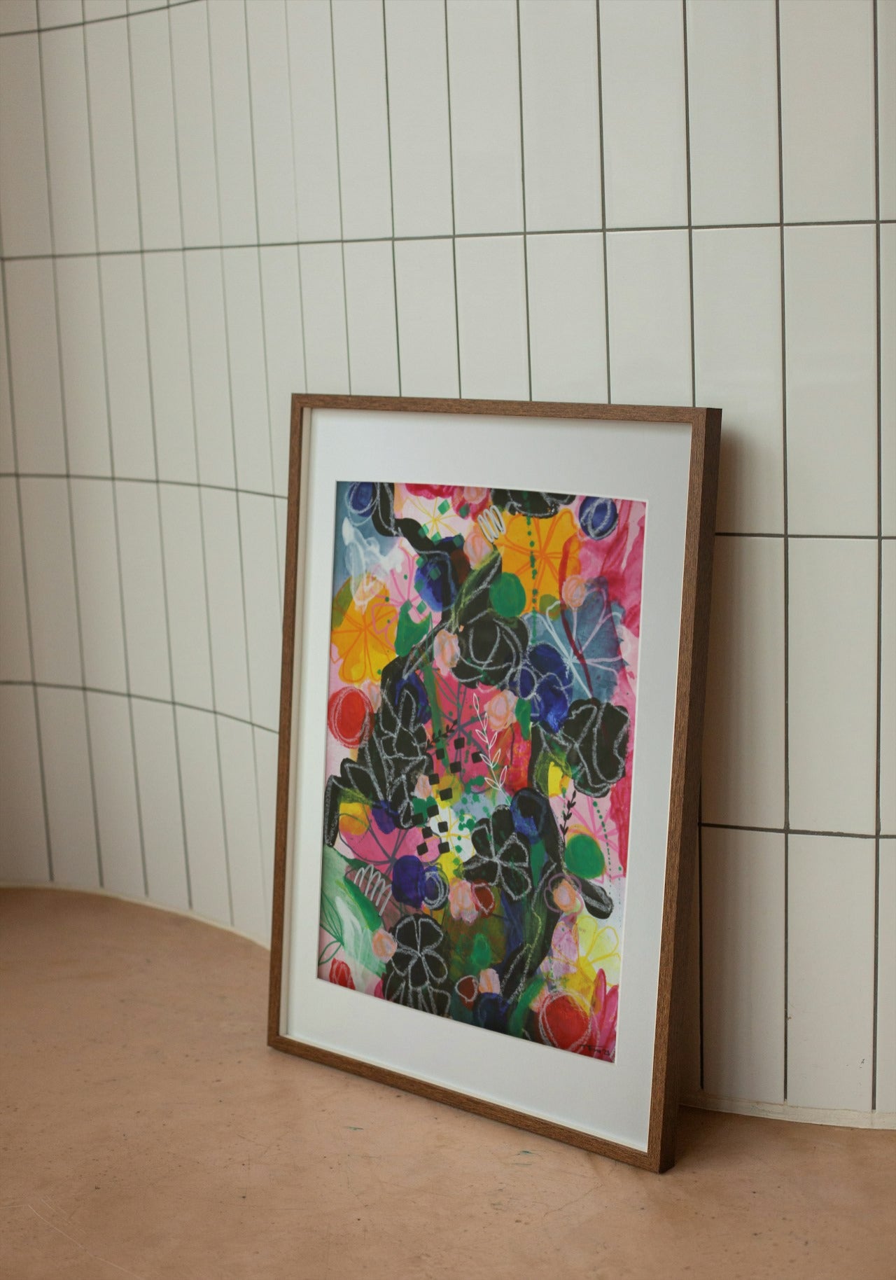 Original Abstract Painting Flowers, 40 x 50 cm - Tania Bisaz