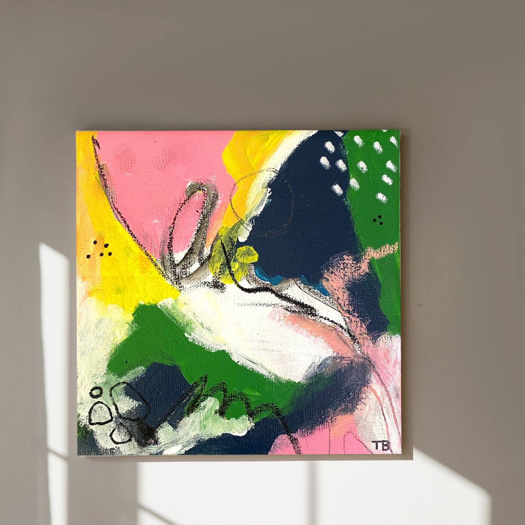 Original Abstract Mixed Media Painting, Botanical Echo, 20 x 20 cm #04 - Tania Bisaz