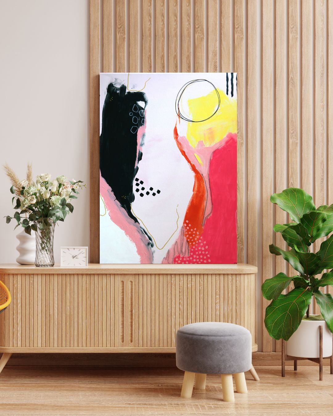 Original Mixed Media Painting, Golden Horizon, 50 x 60 cm, #01 - Tania Bisaz