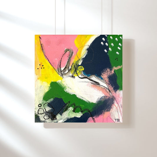 Original Abstract Mixed Media Painting, Botanical Echo, 20 x 20 cm #04 - Tania Bisaz