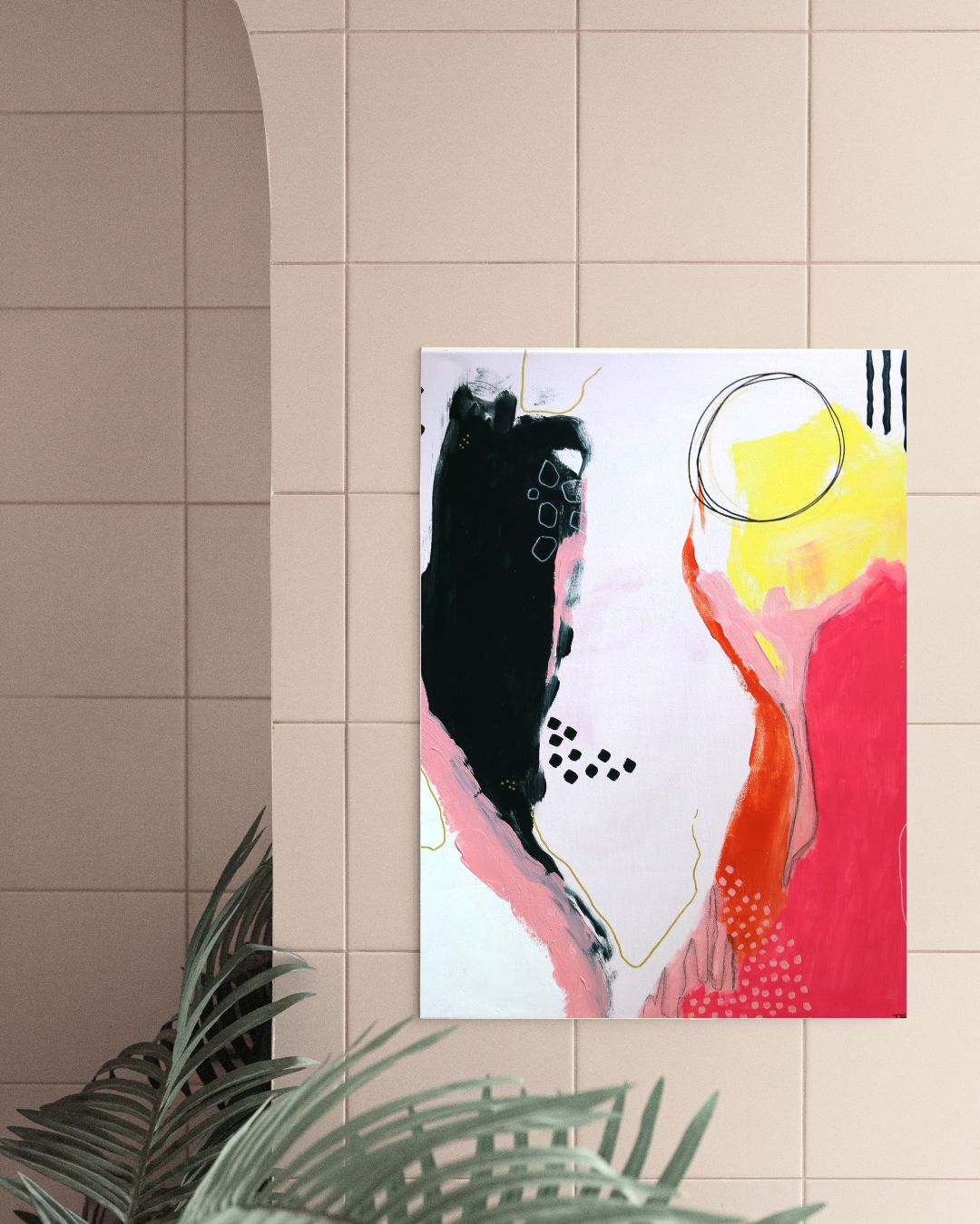 Original Mixed Media Painting, Golden Horizon, 50 x 60 cm, #01 - Tania Bisaz