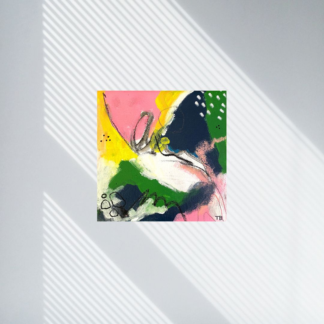 Original Abstract Mixed Media Painting, Botanical Echo, 20 x 20 cm #04 - Tania Bisaz