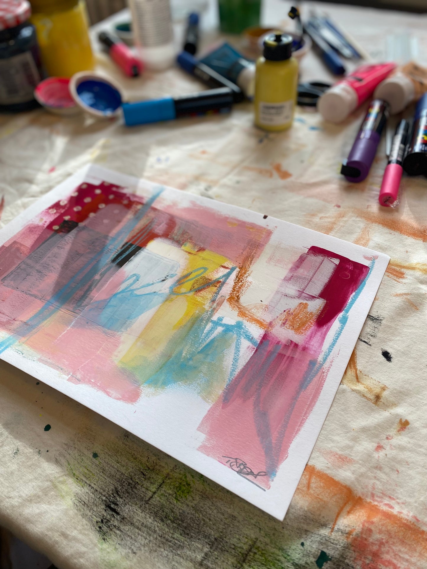 Original Abstract Painting, A4 - Tania Bisaz