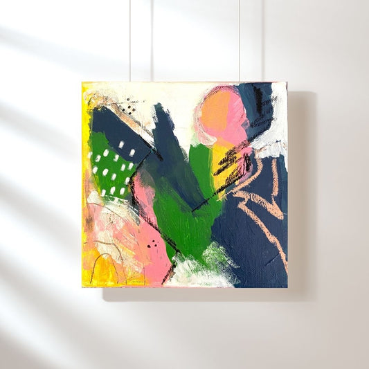 Original Abstract Mixed Media Painting, Botanical Echo, 20 x 20 cm #01 - Tania Bisaz