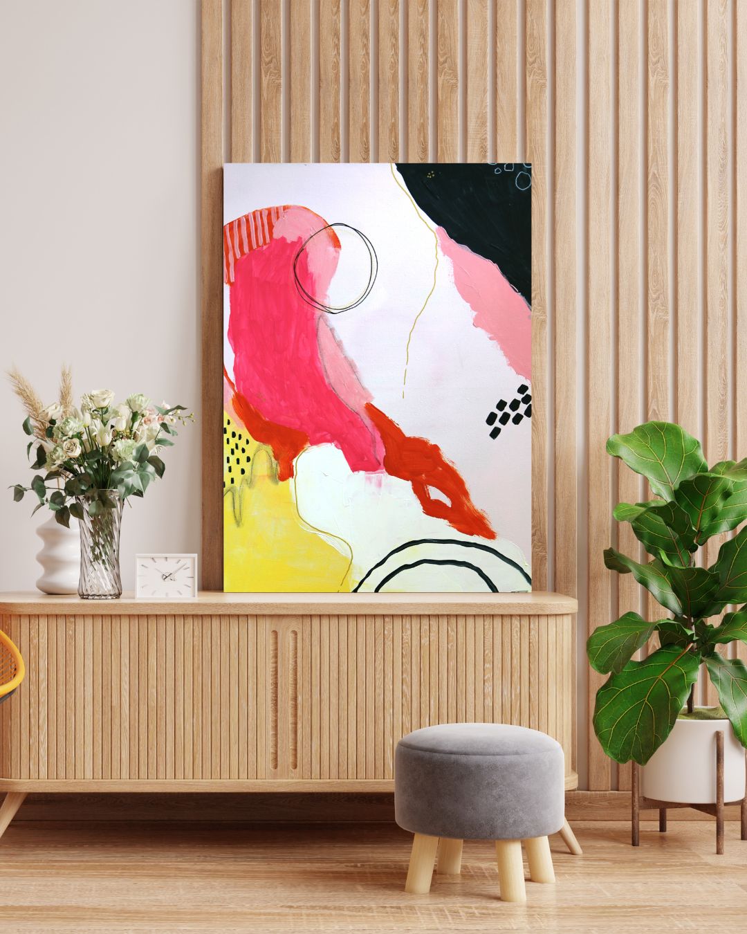 Original Mixed Media Painting, Golden Horizon, 50 x 60 cm, #02 - Tania Bisaz