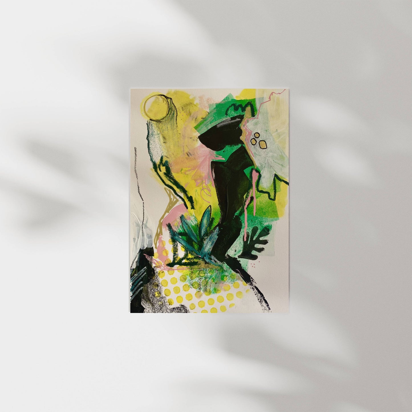 Original Abstract Painting Pink & Green, A3 (29.7 x 42 cm) - Tania Bisaz