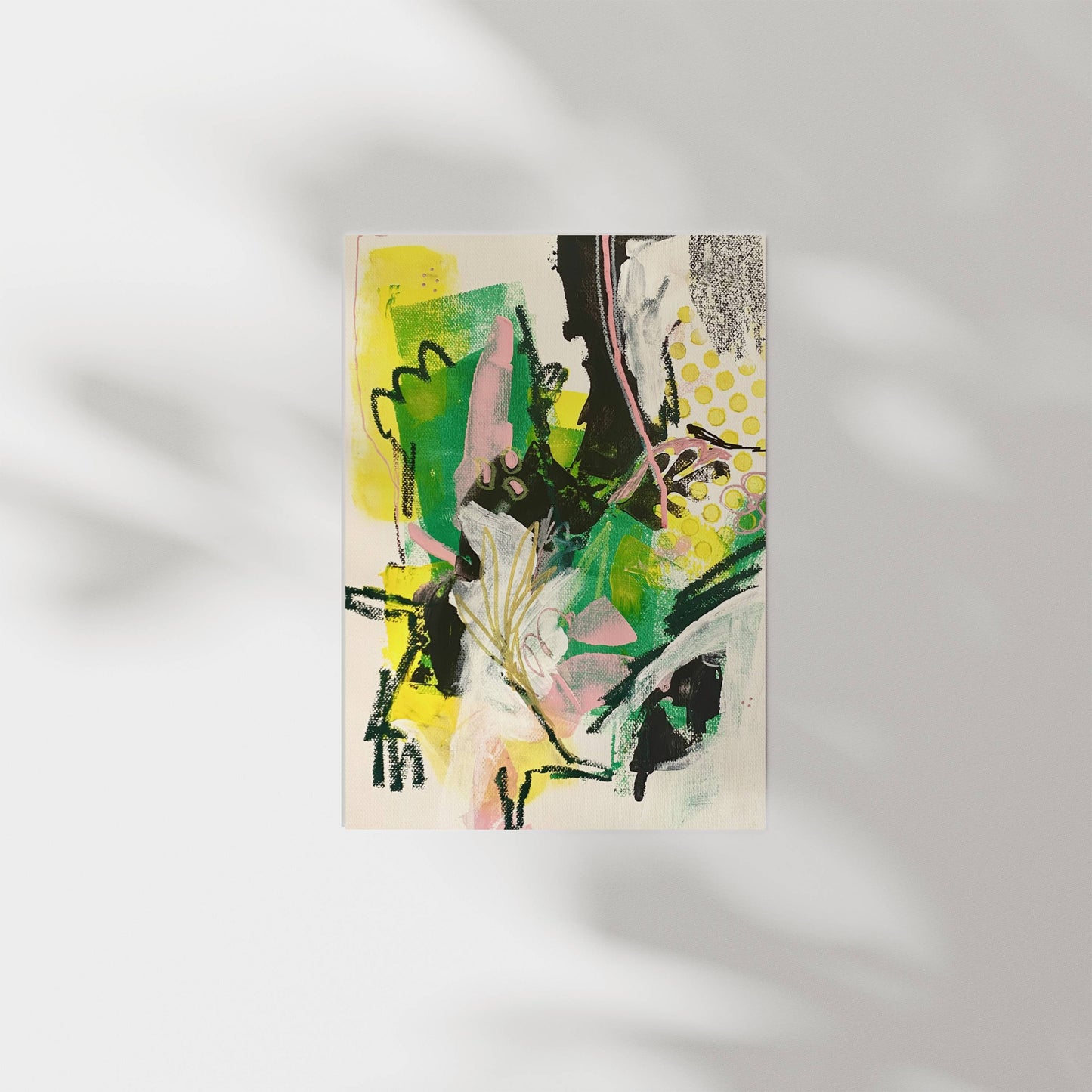 Original Abstract Painting Pink & Green, A3 (29.7 x 42 cm) - Tania Bisaz