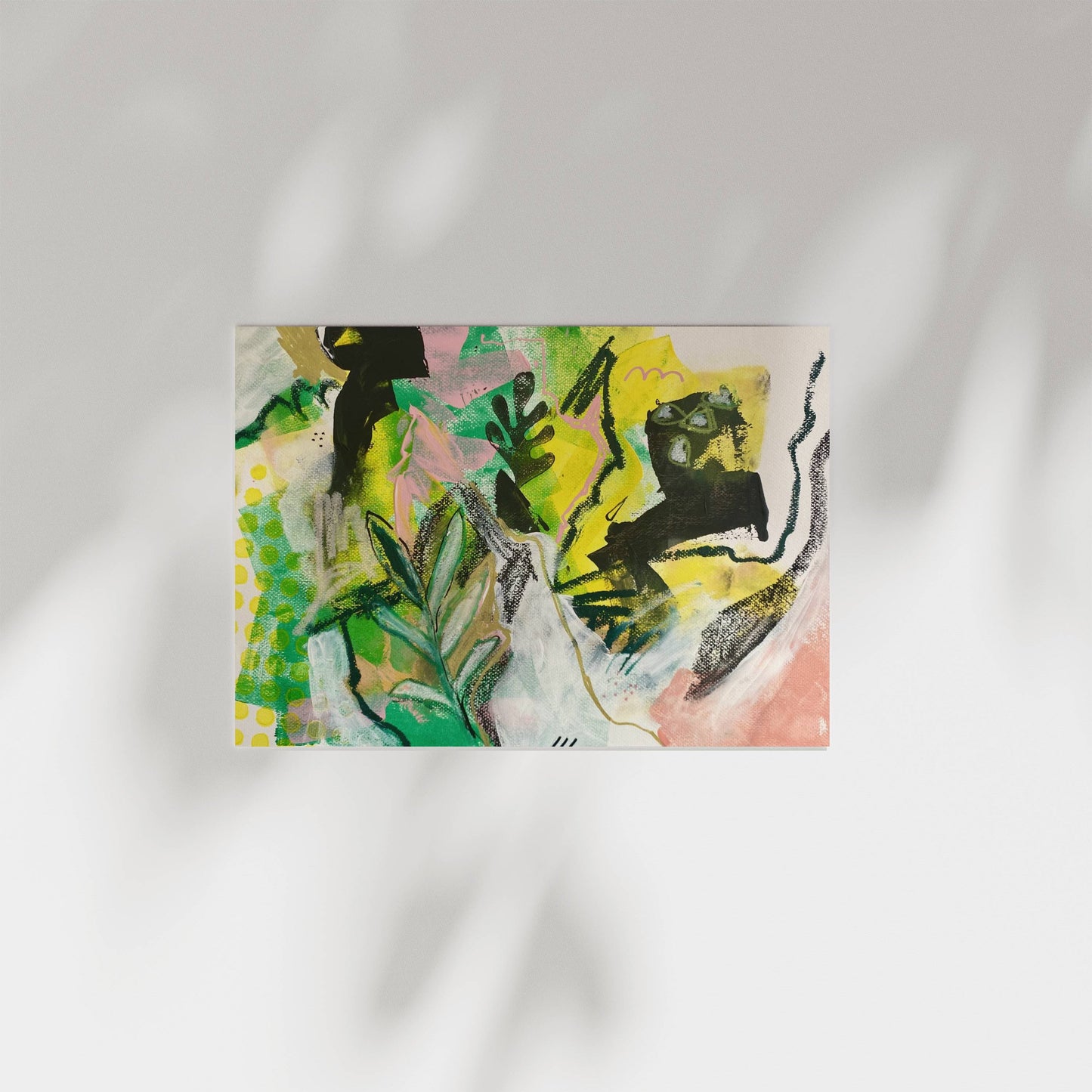 Original Abstract Painting Pink & Green, A3 (29.7 x 42 cm) - Tania Bisaz