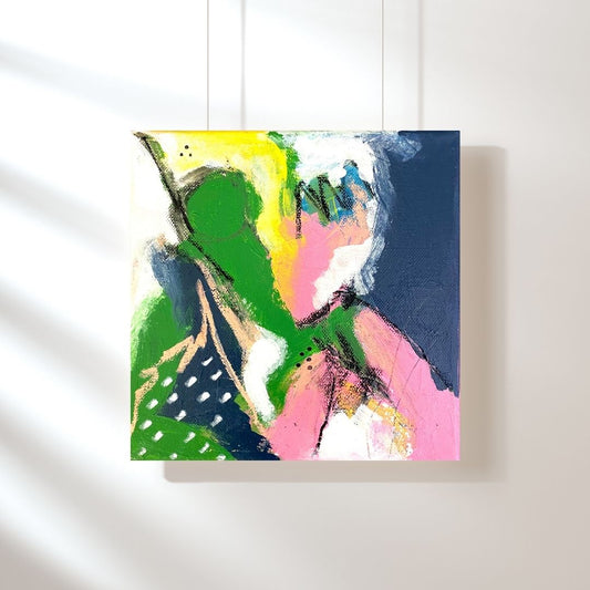 Original Abstract Mixed Media Painting, Botanical Echo, 20 x 20 cm #03 - Tania Bisaz