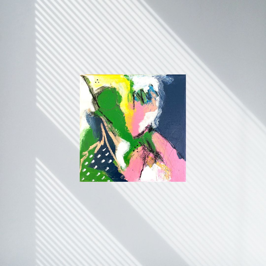 Original Abstract Mixed Media Painting, Botanical Echo, 20 x 20 cm #03 - Tania Bisaz