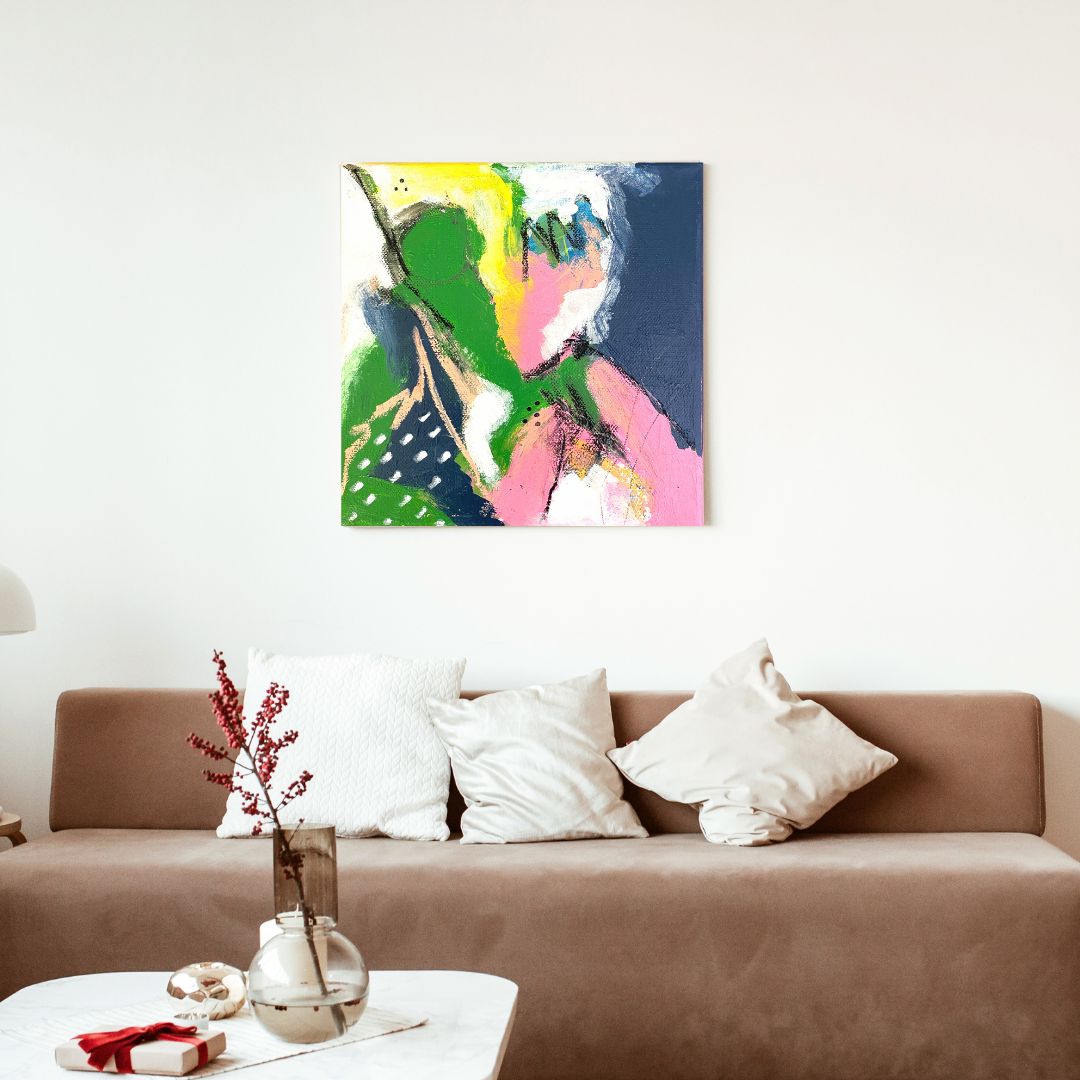 Original Abstract Mixed Media Painting, Botanical Echo, 20 x 20 cm #03 - Tania Bisaz