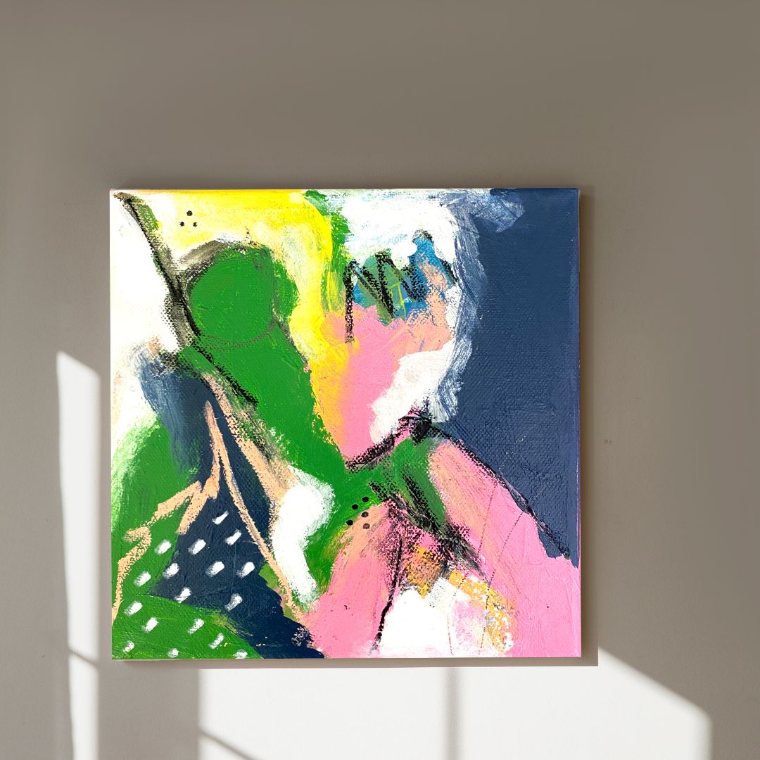 Original Abstract Mixed Media Painting, Botanical Echo, 20 x 20 cm #03 - Tania Bisaz