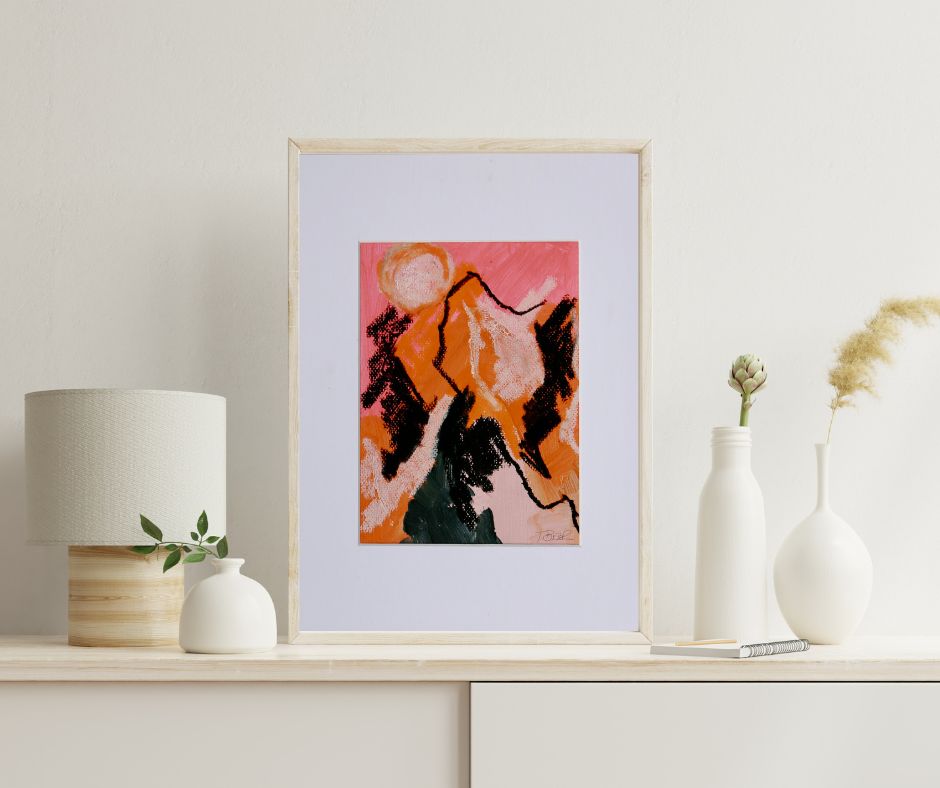 Pink Peaks – A5 Original Painting (Acrylic & Oil Pastel on Paper)