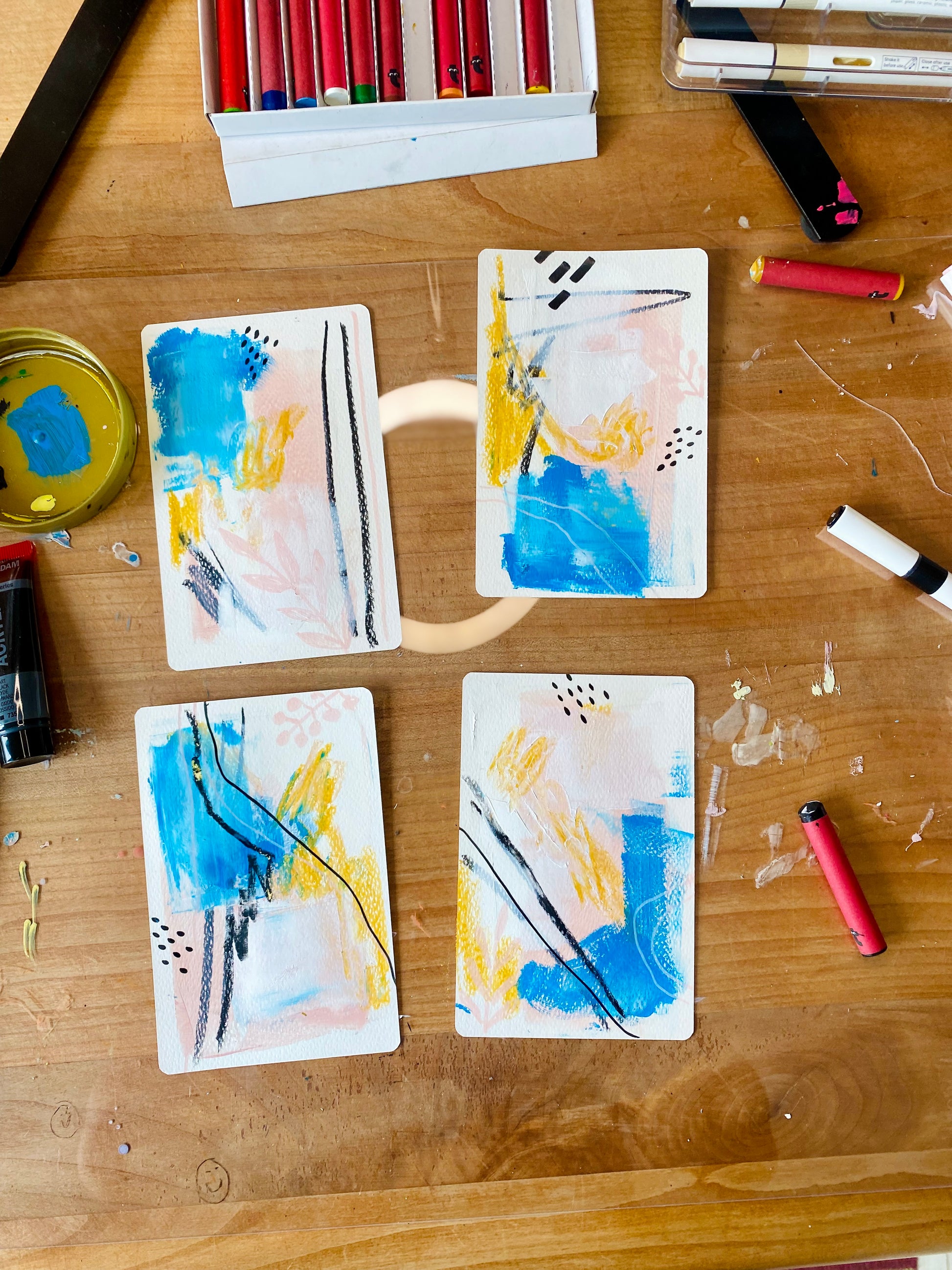 Mini Originals – Set of 4 Hand-Painted Greeting Cards - Tania Bisaz