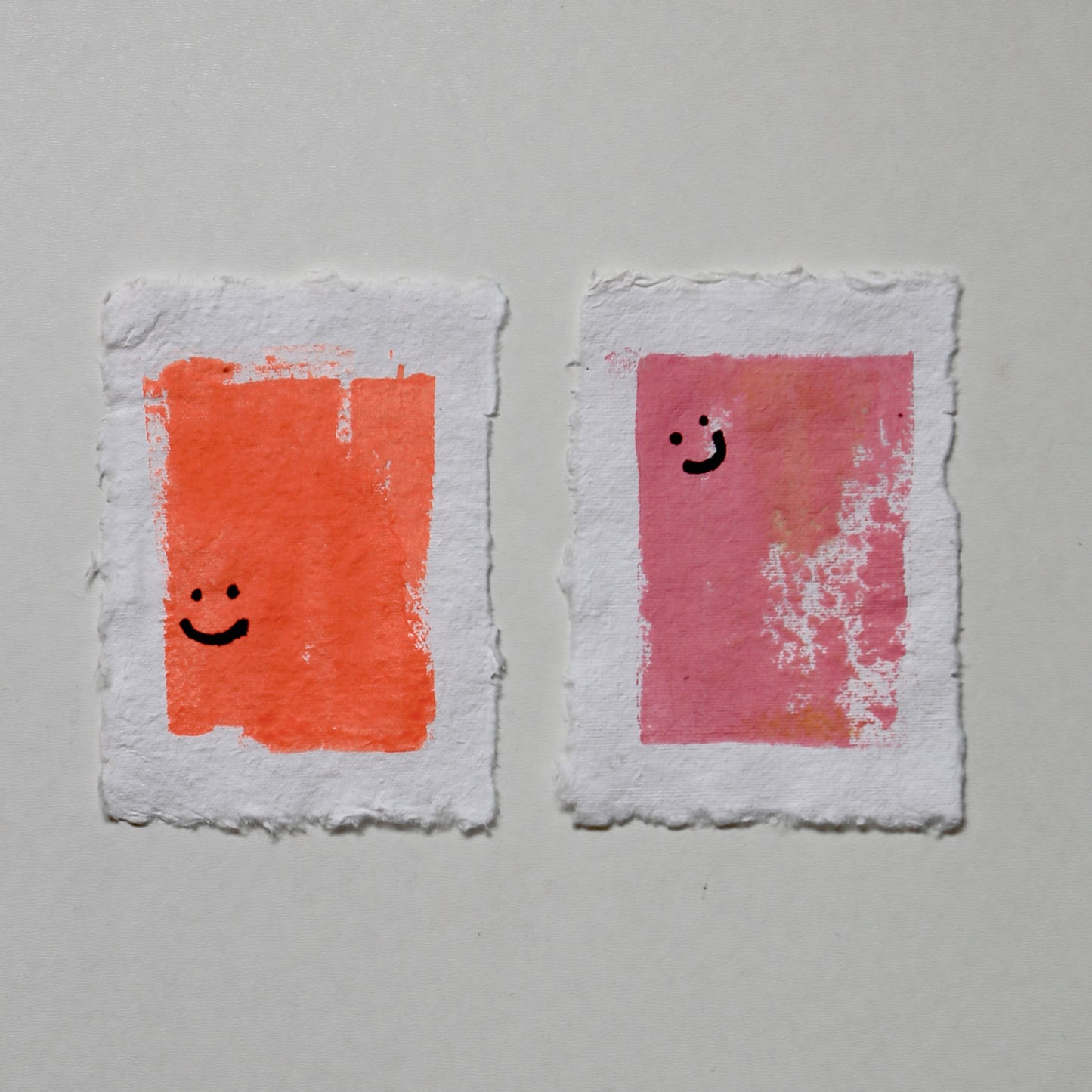 Smileys – Set of 2 Mini Paintings (Acrylic Ink on Japan Paper)