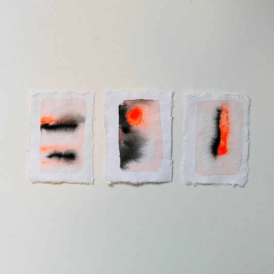 Neon Silence – Set of 3 Mini Paintings (Acrylic Ink on Japan Paper)