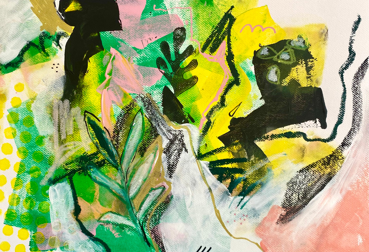 Original Abstract Painting Pink & Green, A3 (29.7 x 42 cm) - Tania Bisaz