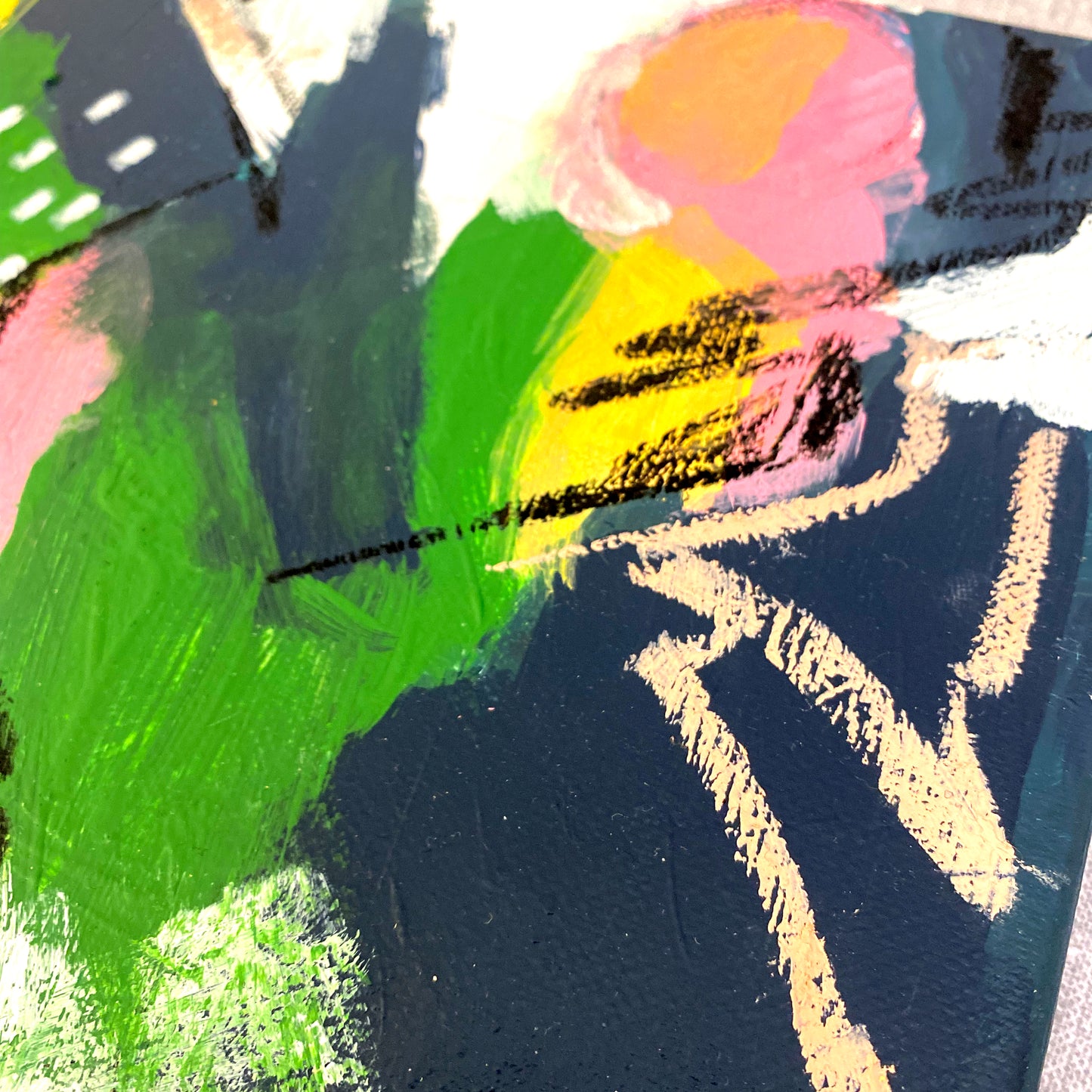 Original Abstract Mixed Media Painting, Botanical Echo, 20 x 20 cm #01 - Tania Bisaz