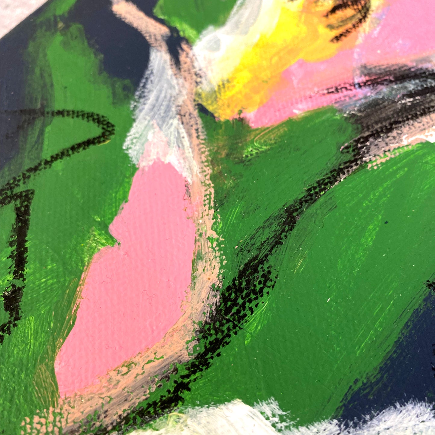 Original Abstract Mixed Media Painting, Botanical Echo, 20 x 20 cm #02 - Tania Bisaz