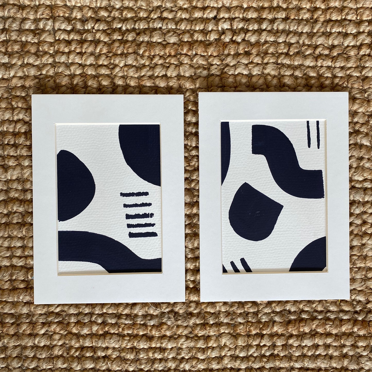 Set of 2 Original Abstract Paintings, with Passepartout - Tania Bisaz