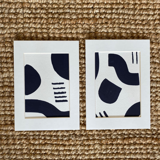 Set of 2 Original Abstract Paintings, with Passepartout - Tania Bisaz