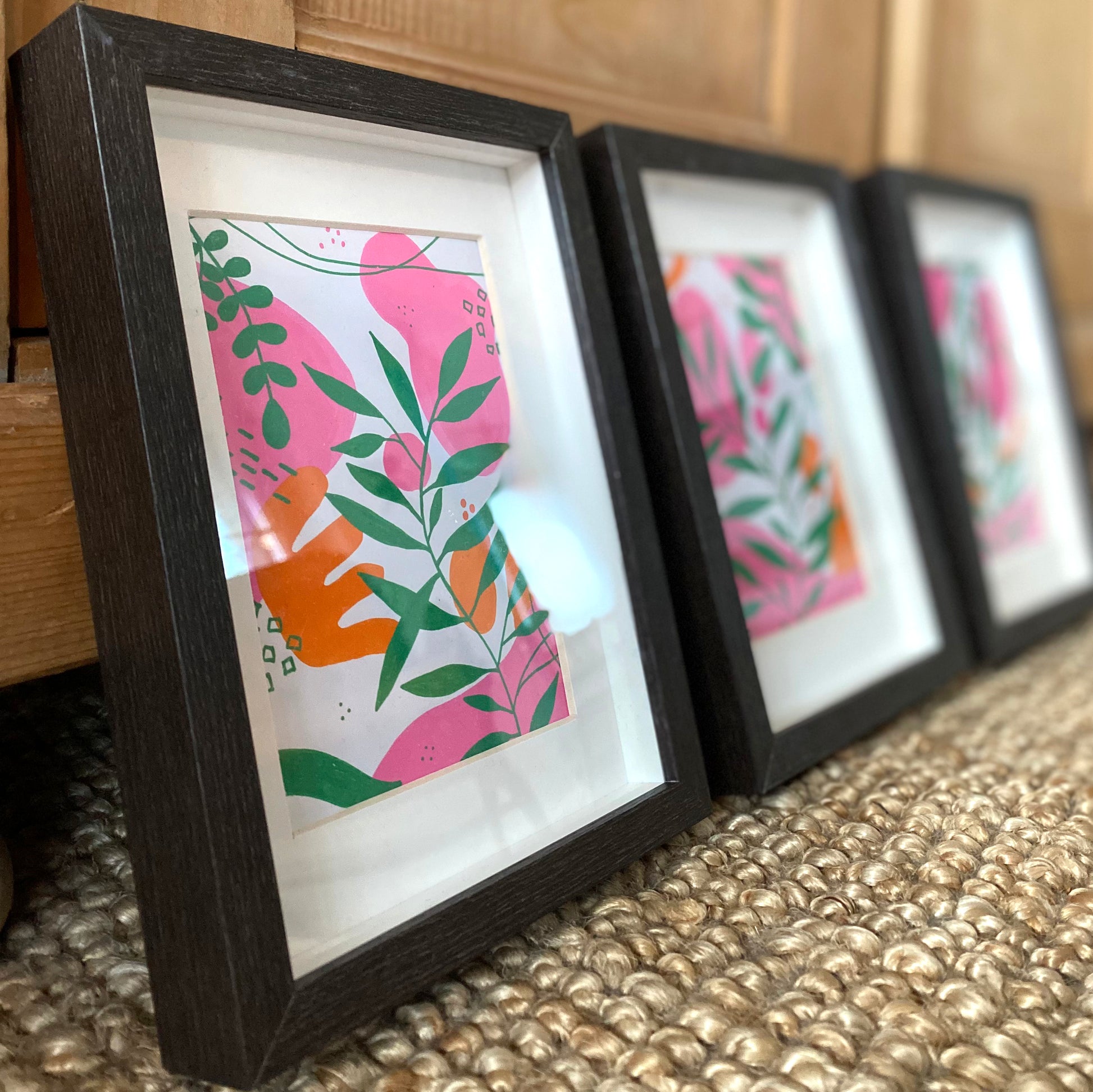 Set of 3 Original Abstract Paintings, Framed - Tania Bisaz
