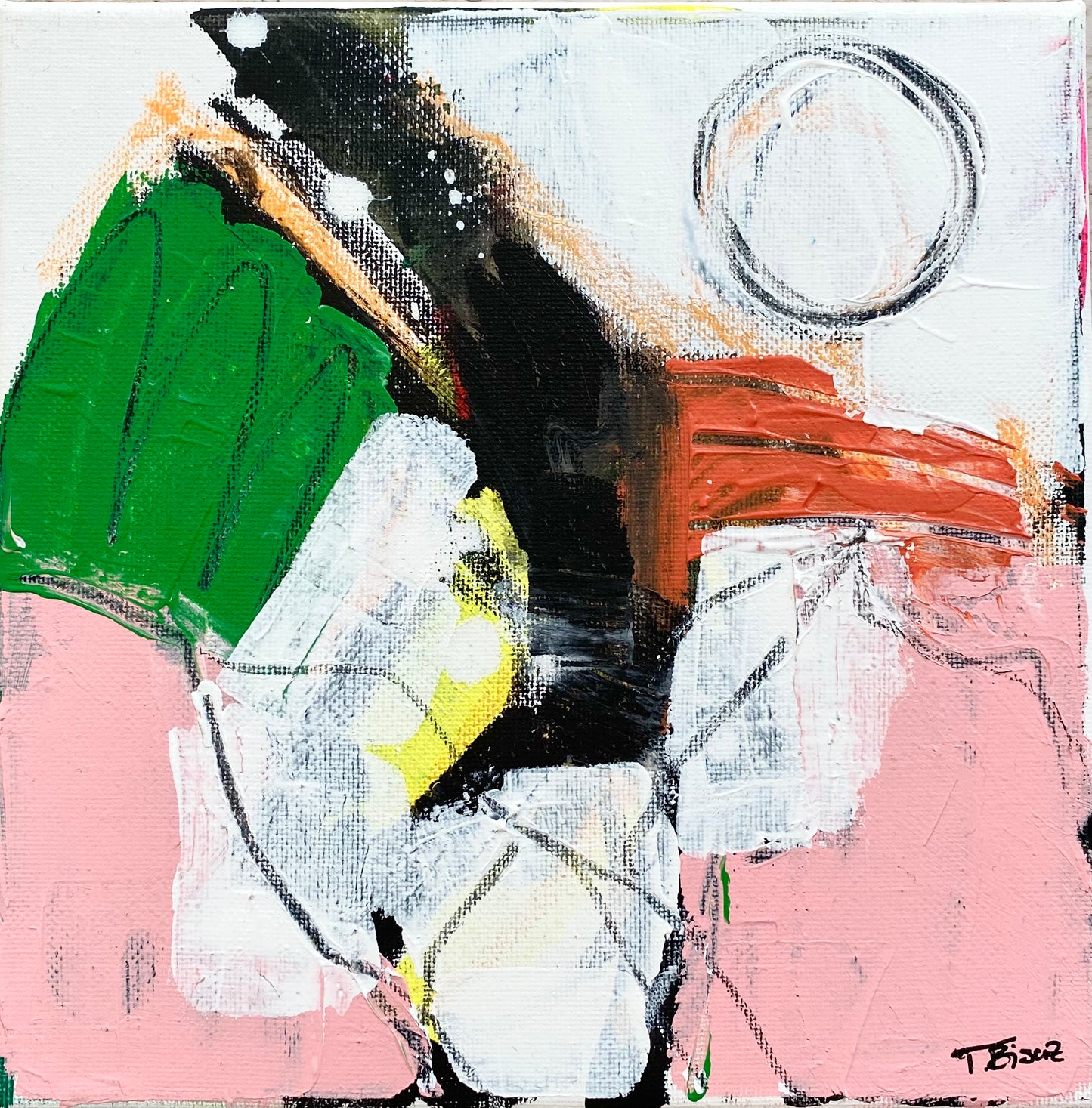 Original Abstract Painting, 20 x 20 cm - Tania Bisaz