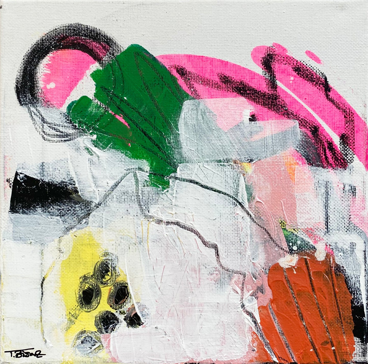 Original Abstract Painting, 20 x 20 cm - Tania Bisaz