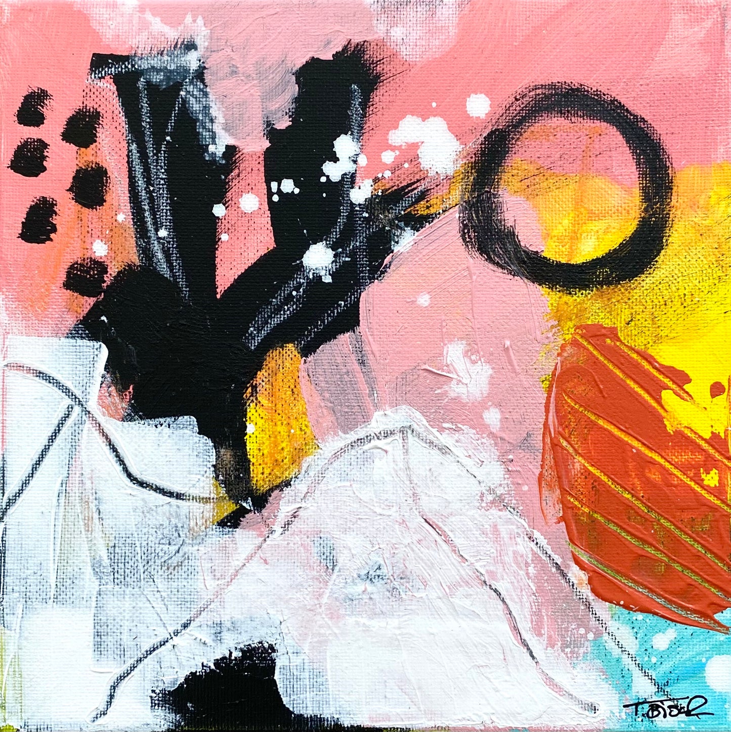 Original Abstract Painting, 20 x 20 cm - Tania Bisaz