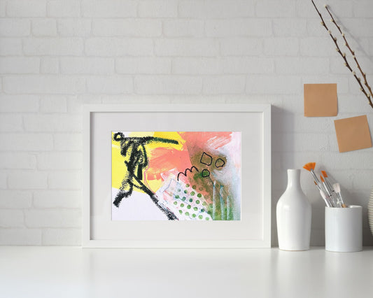 Original Abstract Painting Pink & Green, A5 (14.8 x 21 cm) - Tania Bisaz