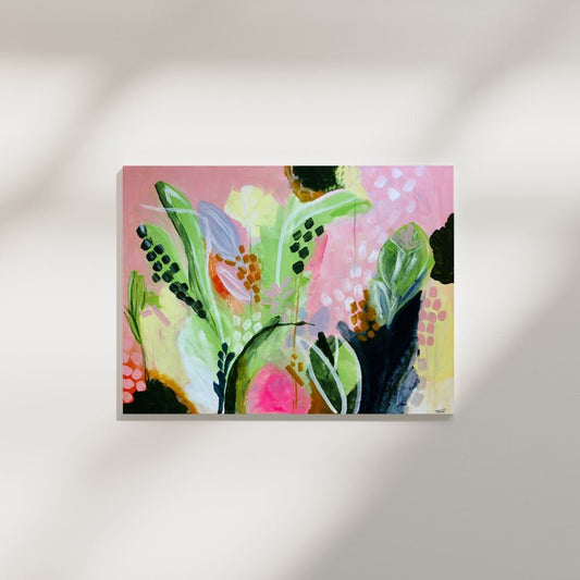 Original Abstract Painting, Flower Garden 60 x 80 cm - Tania Bisaz