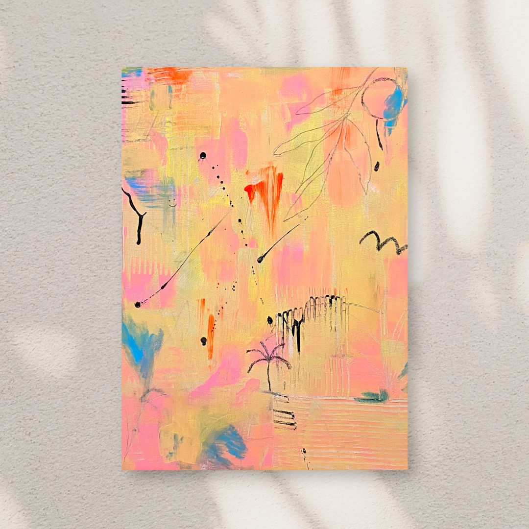 Original Abstract Painting, Paradise, 38 x 46 cm - Tania Bisaz