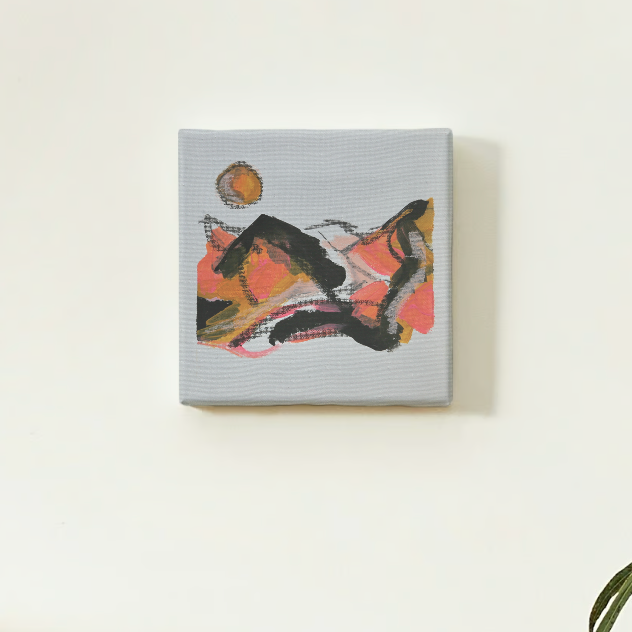 Original Abstract Mountains Painting, 20 x 20 cm - Tania Bisaz