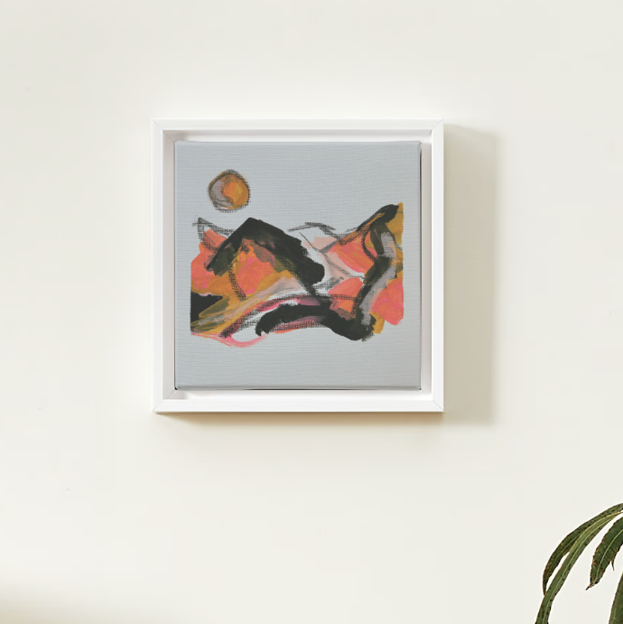 Original Abstract Mountains Painting, 20 x 20 cm - Tania Bisaz