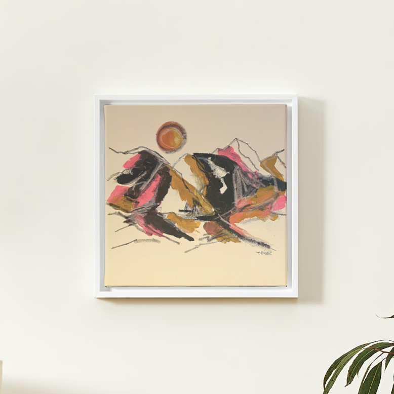 Original Abstract Mountains Painting, 40 x 40 cm - Tania Bisaz