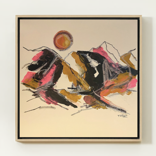 Original Abstract Mountains Painting, 40 x 40 cm - Tania Bisaz