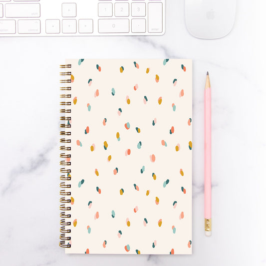 Confetti Spiral Notebook – Hardcover 5.5" x 8.5" (Blank Pages) - Tania Bisaz