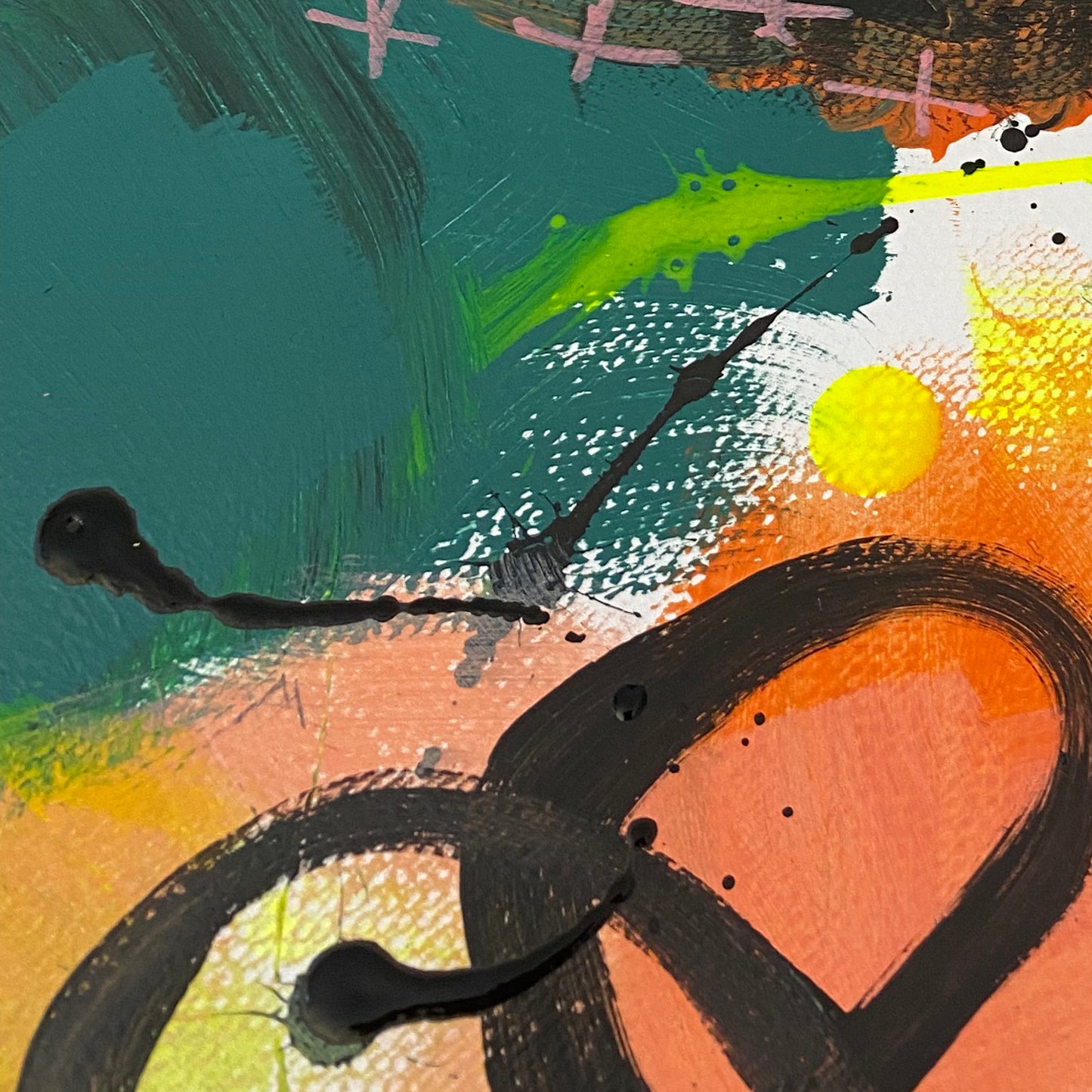 Original Abstract Painting Pink & Green, A3 (29.7 x 42 cm) - Tania Bisaz