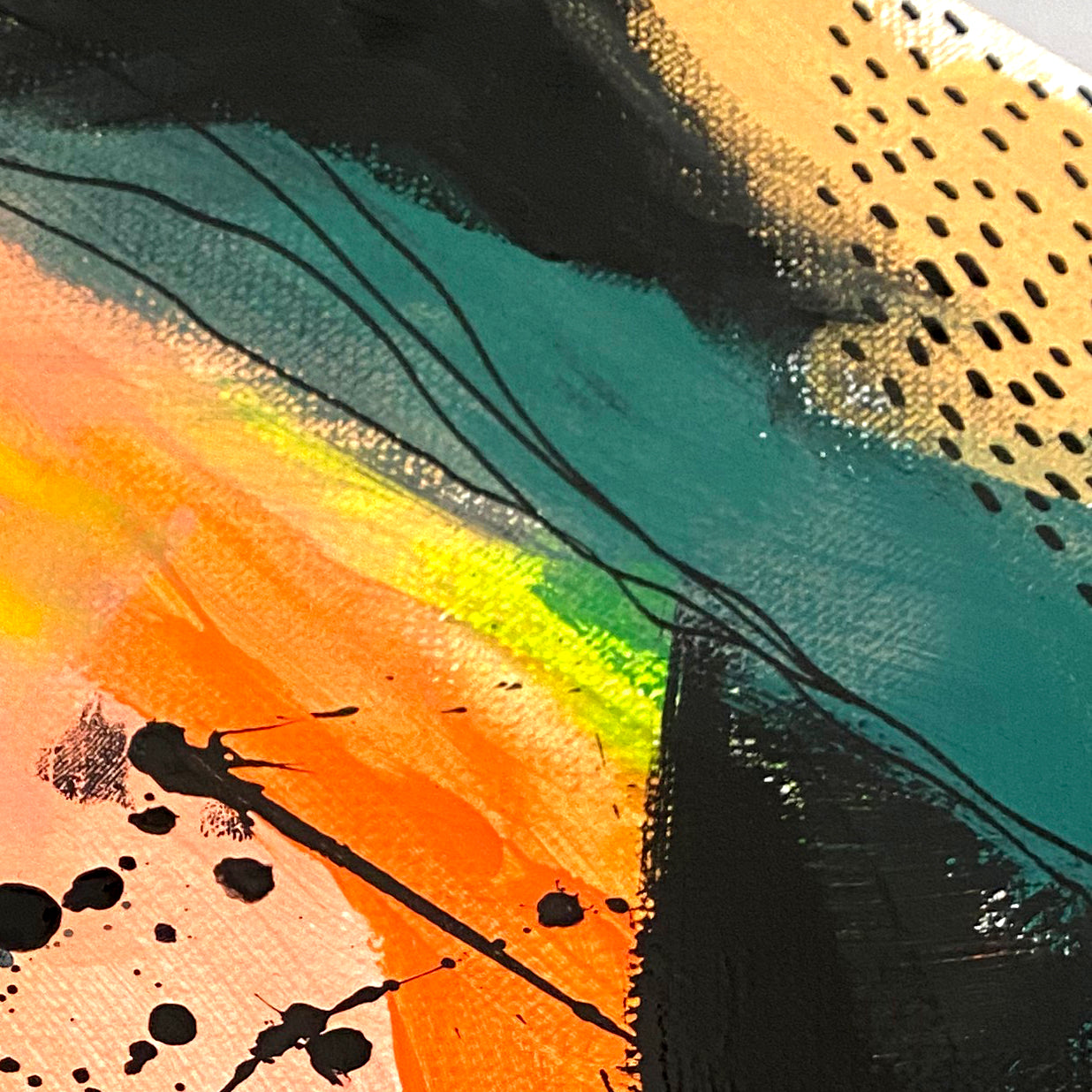 Original Abstract Painting Pink & Green, A3 (29.7 x 42 cm) - Tania Bisaz