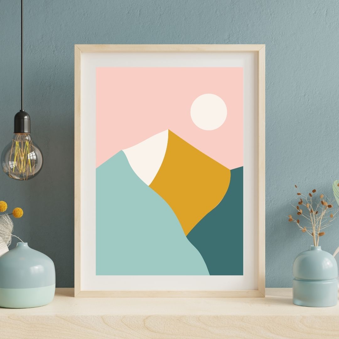 Lake Como Mountain Digital Art Poster Print