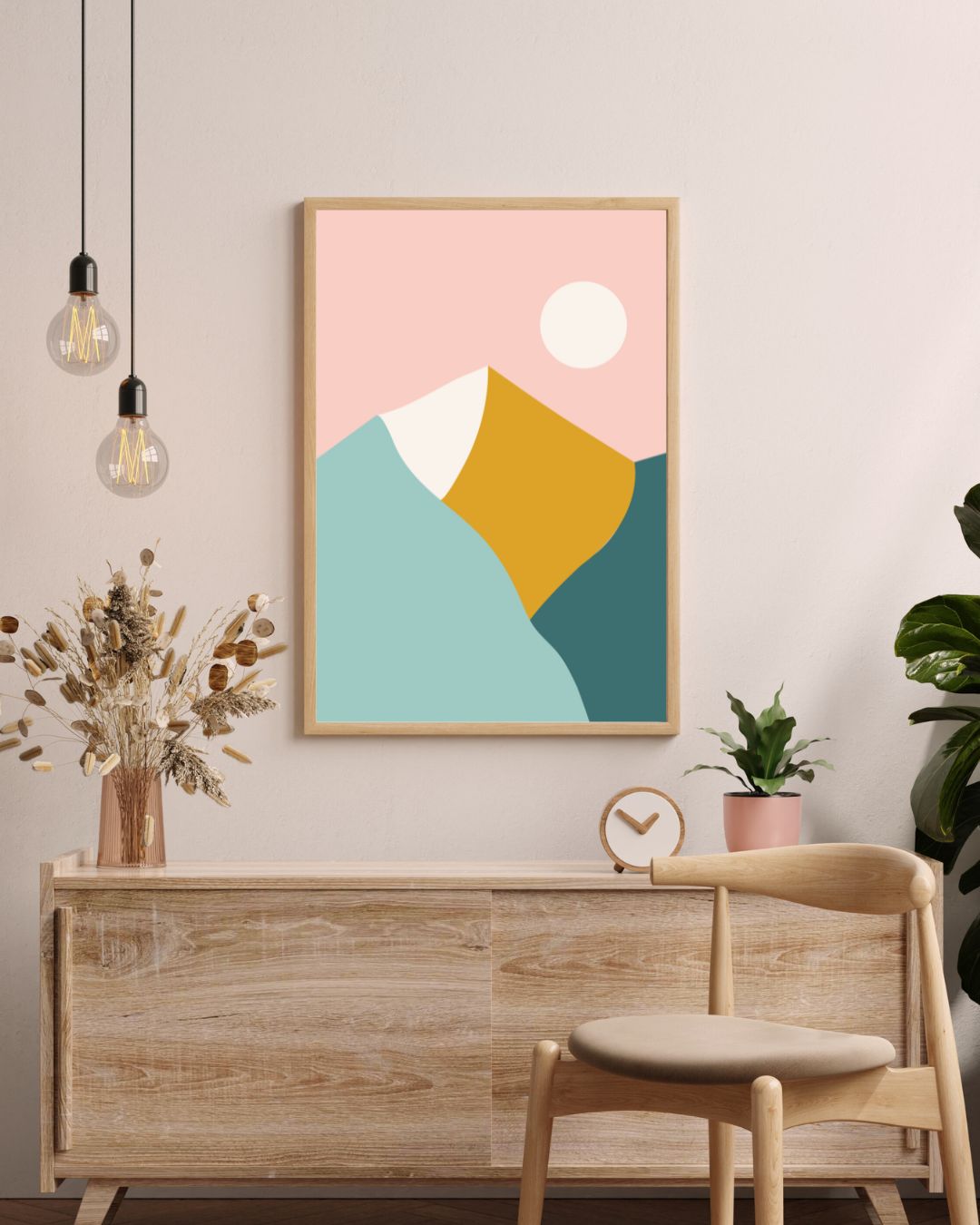 Lake Como Mountain Digital Art Poster Print