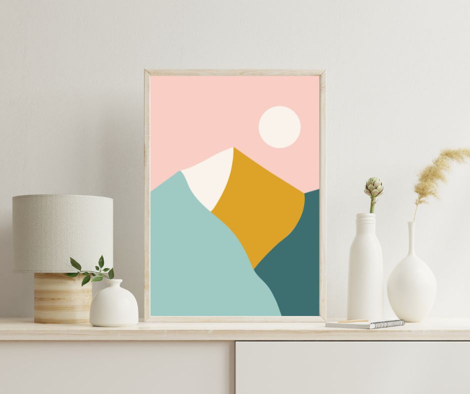 Lake Como Mountain Digital Art Poster Print