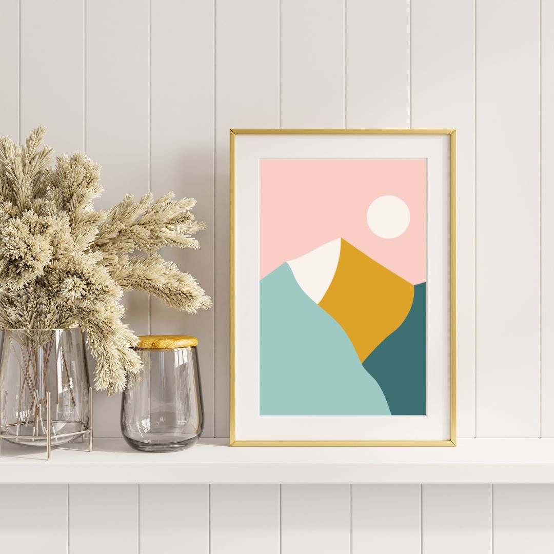 Lake Como Mountain Digital Art Poster Print