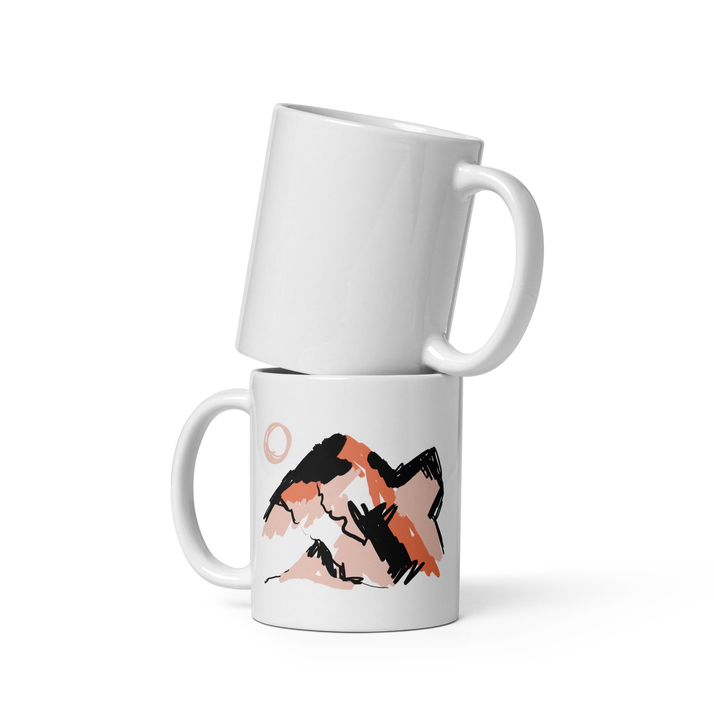 White glossy mug, Abstract Mountains - Tania Bisaz