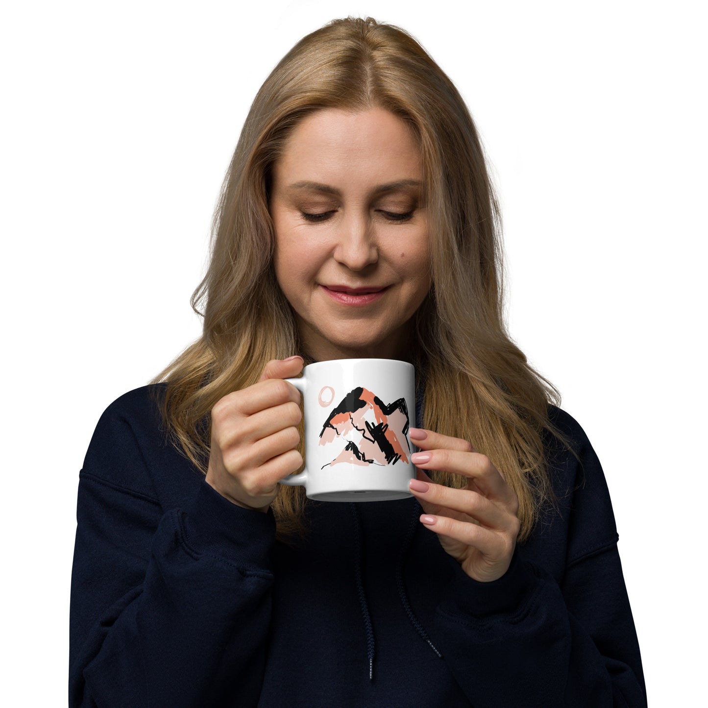 White glossy mug, Abstract Mountains - Tania Bisaz