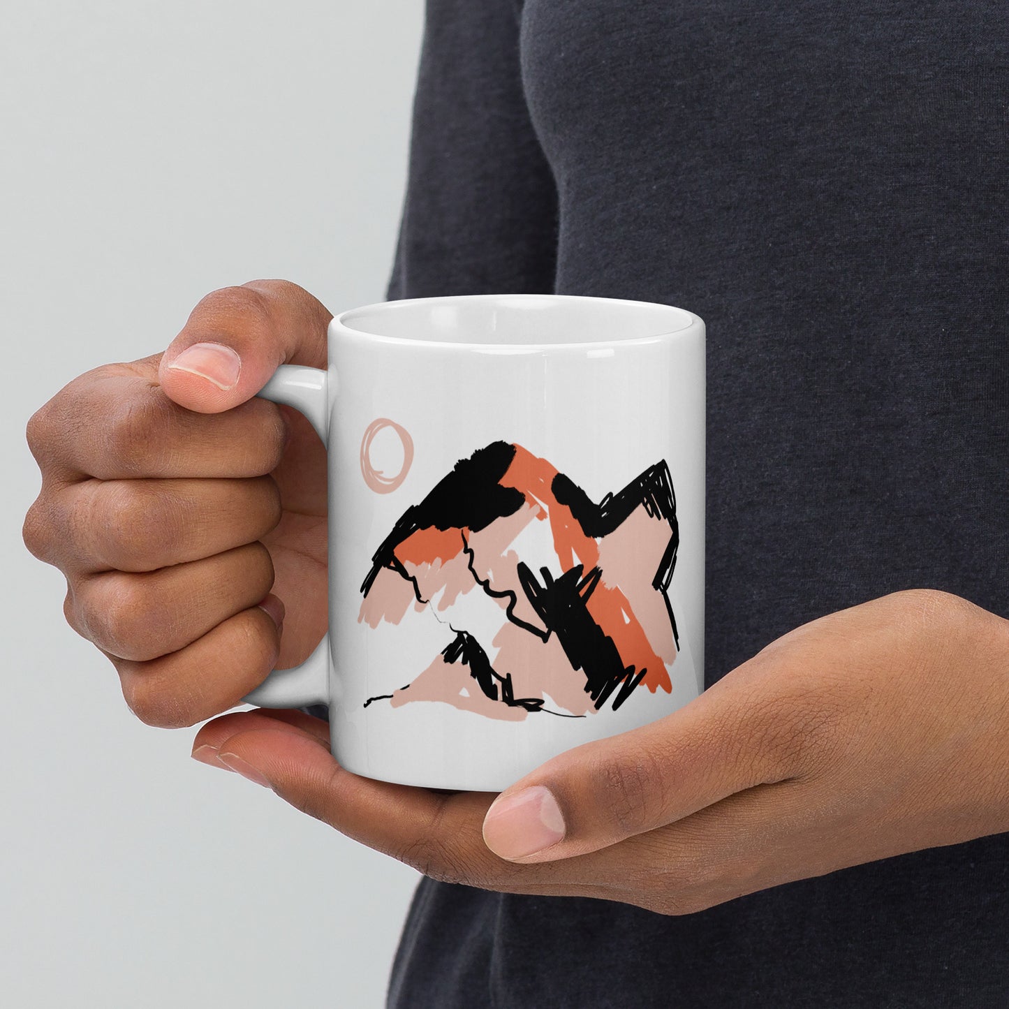 White glossy mug, Abstract Mountains - Tania Bisaz
