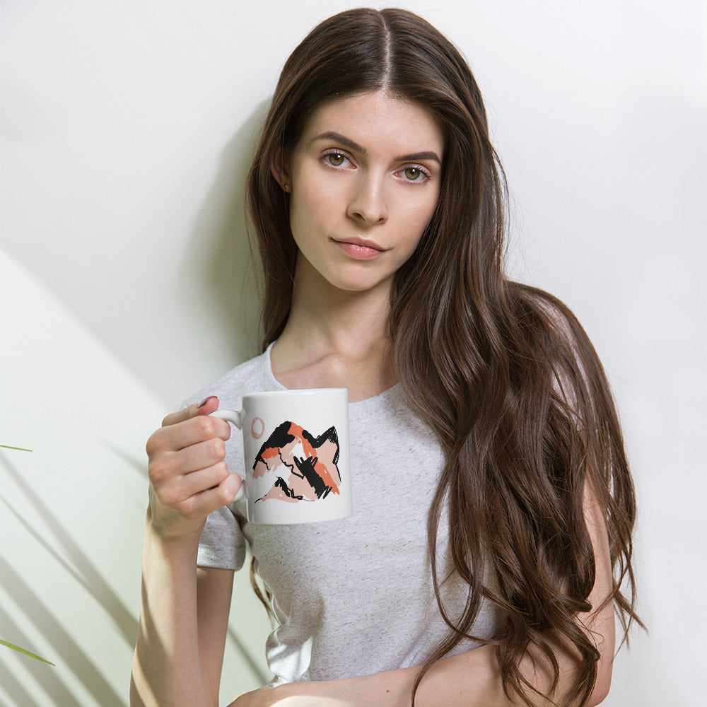 White glossy mug, Abstract Mountains - Tania Bisaz