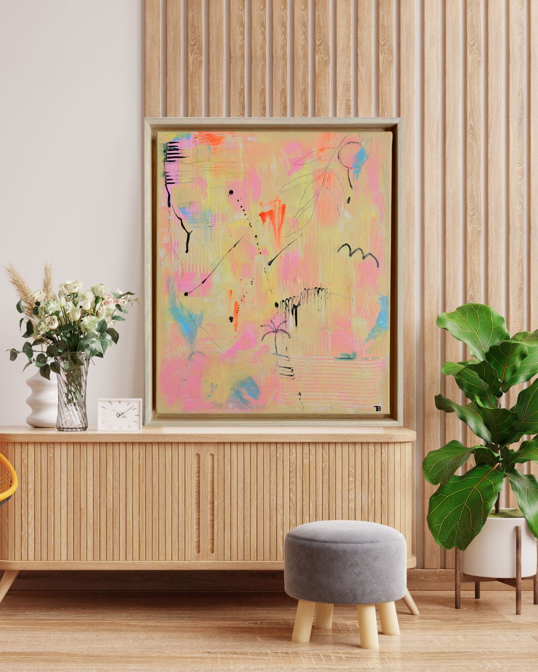 Original Abstract Painting, Paradise, 38 x 46 cm