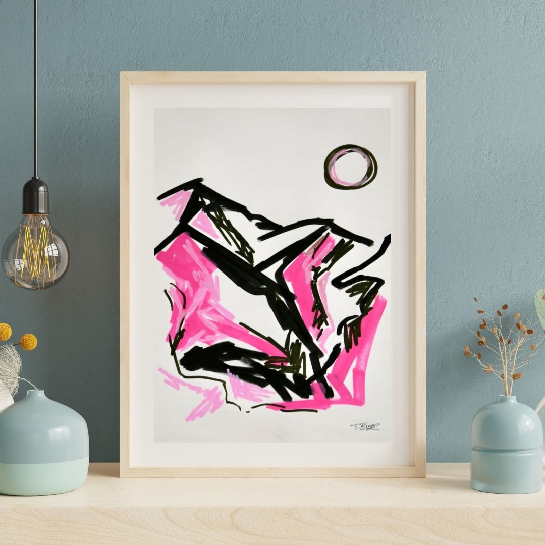 Neon Peaks - A4 Original Painting (Acrylic Marker on Paper)